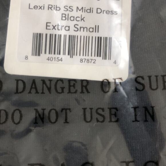 Marine Layer Lexi Dress Rib Short Sleeve Scoop Neck Bodycon Midi Black NWT XS - Picture 6 of 7